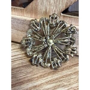 Vintage-Style Pink Rhinestone Brooch | Floral Costume Jewelry Pin